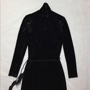 Ann Taylor Black Velour Mock Turtleneck Dress