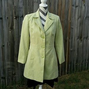 Worthington green & white lined overcoat sz 8