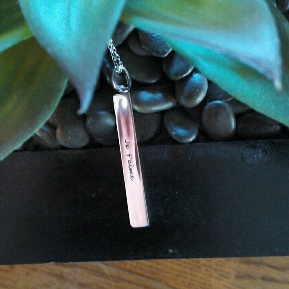 Sterling Minimalist Bar Love necklace