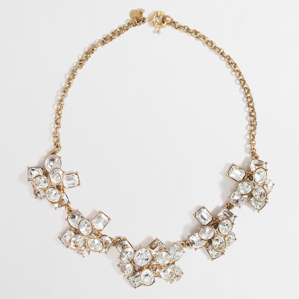 J CREW STONE FLOWER CRYSTAL CLUSTER NECKLACE