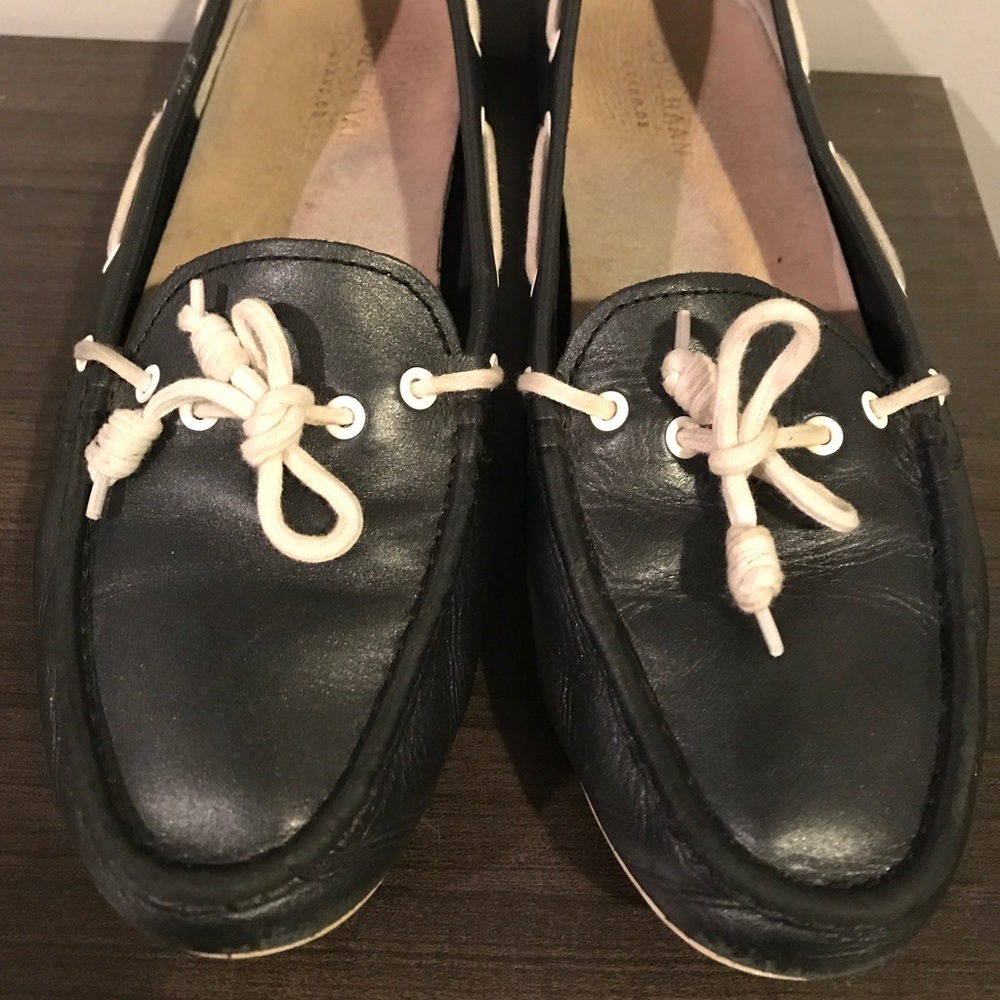 Cole Haan Shimmery Black & White Boat Shoes