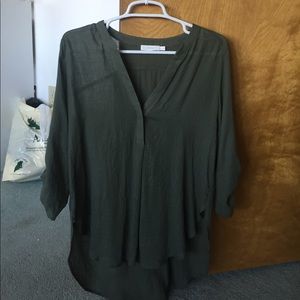 Lush olive green loose tunic v neck