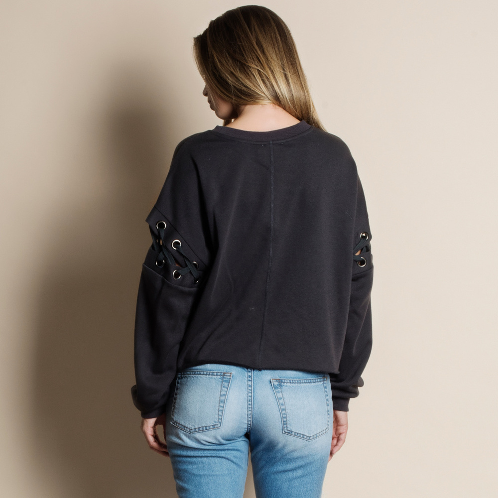 Lace Up Long Sleeve Top - Picture 3 of 4