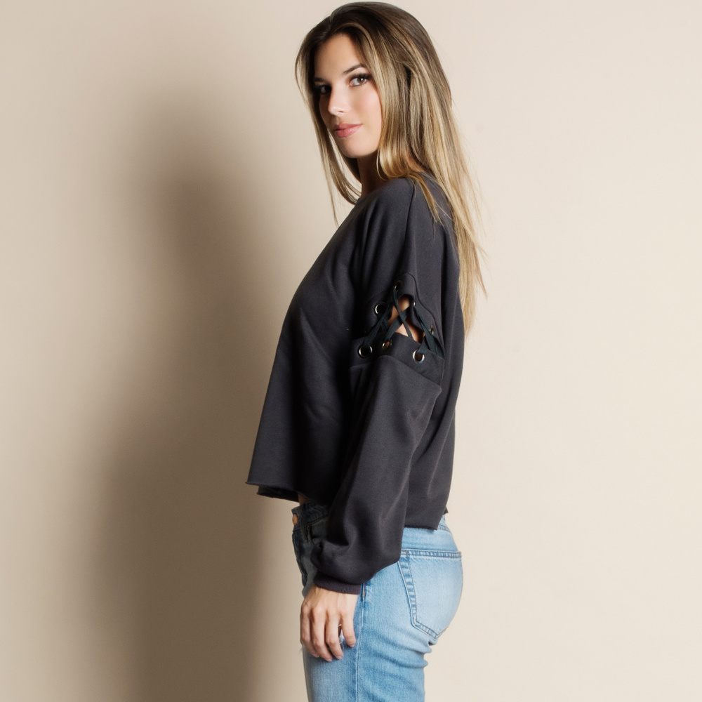 Lace Up Long Sleeve Top - Picture 2 of 4