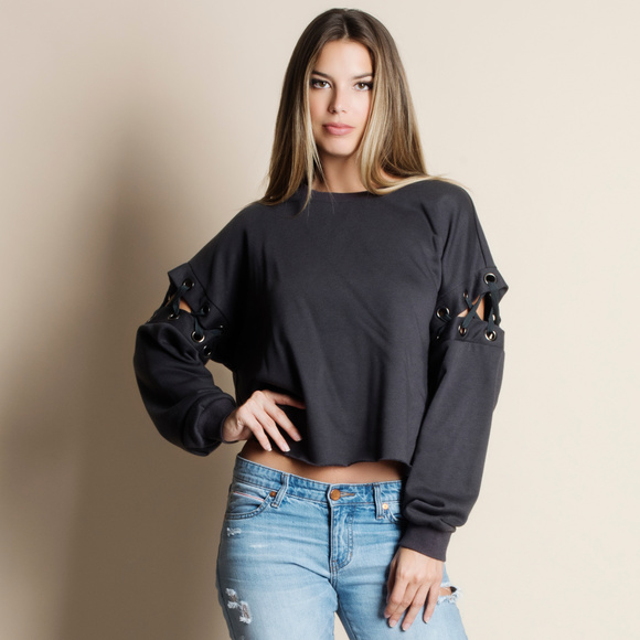 Aluna Levi Tops - Lace Up Long Sleeve Top