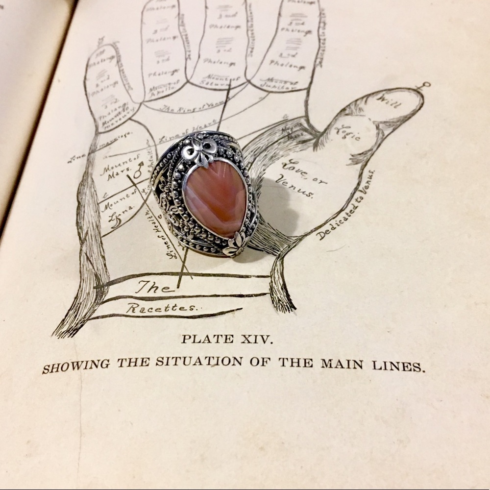 Agate and silver ring
