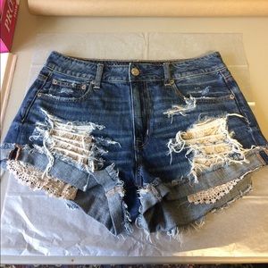 American Eagle Hi Rise Festival Denim Shorts
