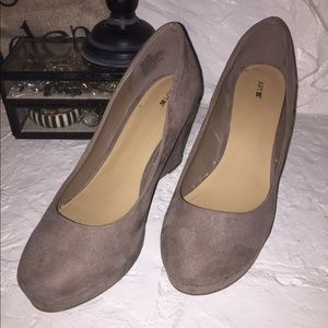 Gray “Suede” Wedges