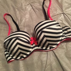 Victoria's Secret striped pink black white bra 36B