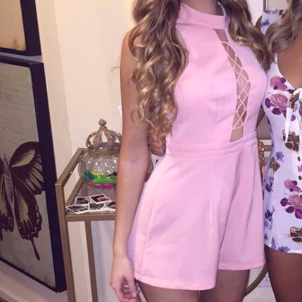 Pink Romper with Cross in Front