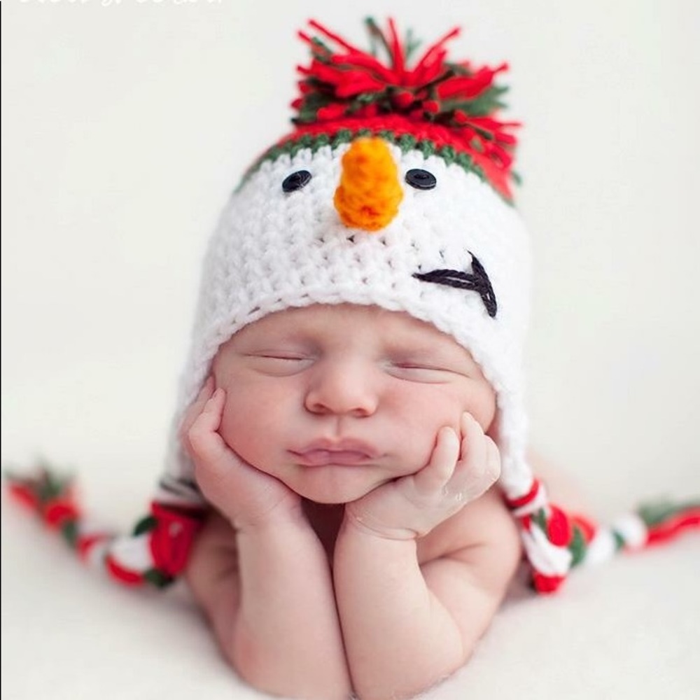 Snowman hand crocheted hat
