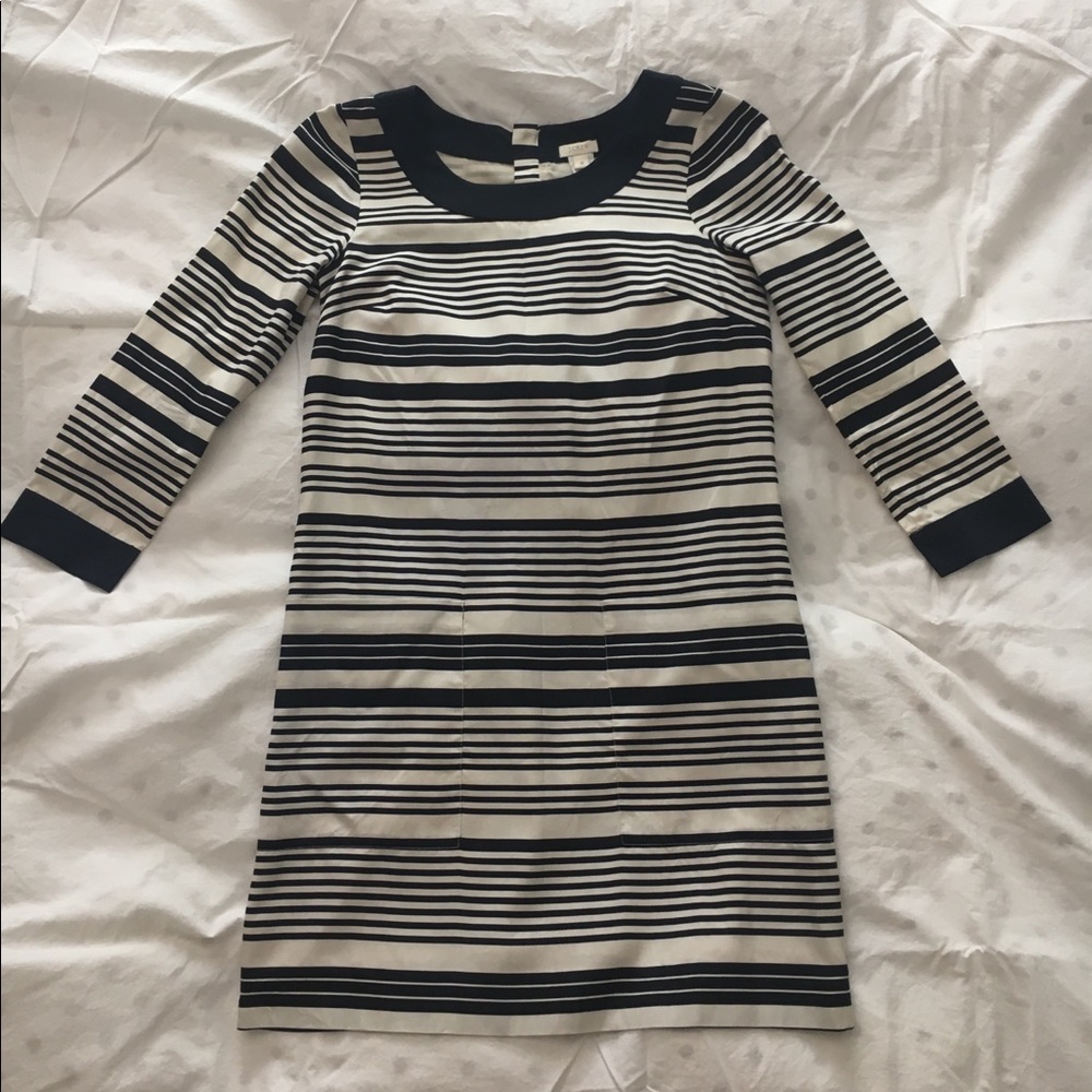 J Crew striped shift dress with pockets size 0