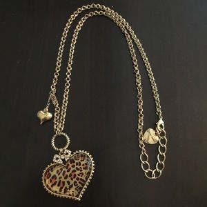 Betsey Johnson leopard heart gold necklace