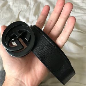 Gucci all black monogram belt