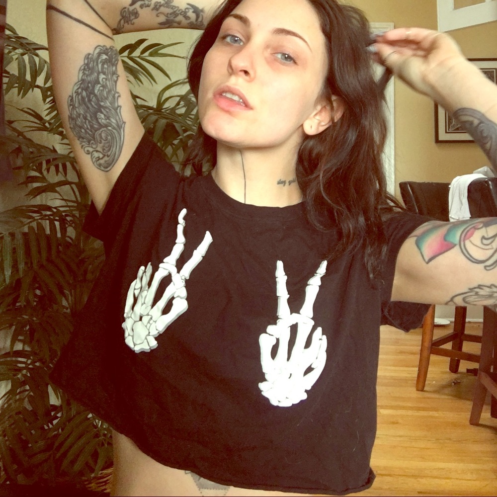 Skeleton hands crop top