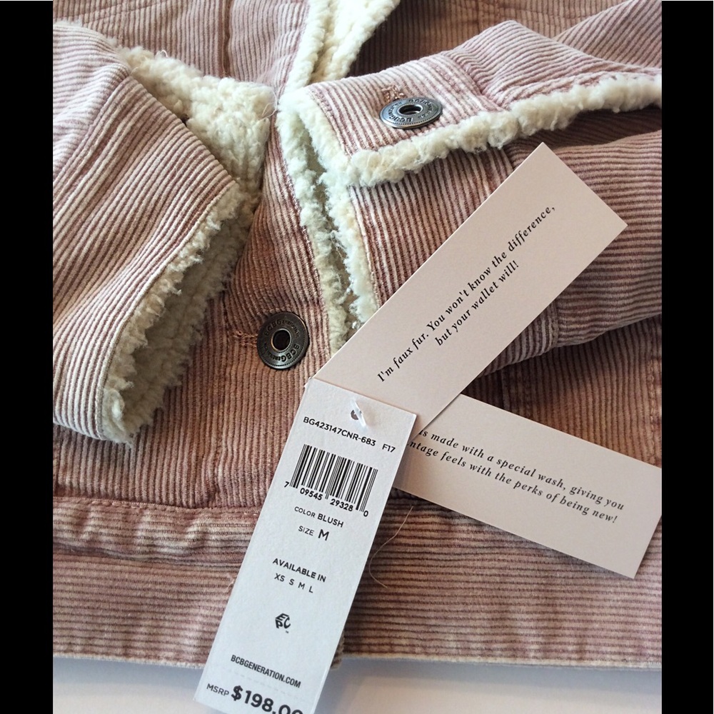 BCBGeneration FAUX SHEARLING CORDUROY JACKET NWT - Picture 4 of 8