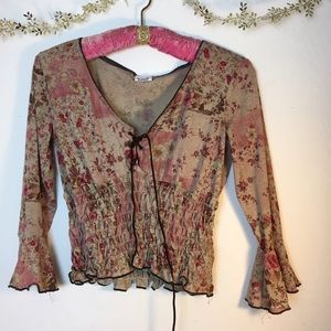 Vintage Floral Bell Sleeve Top