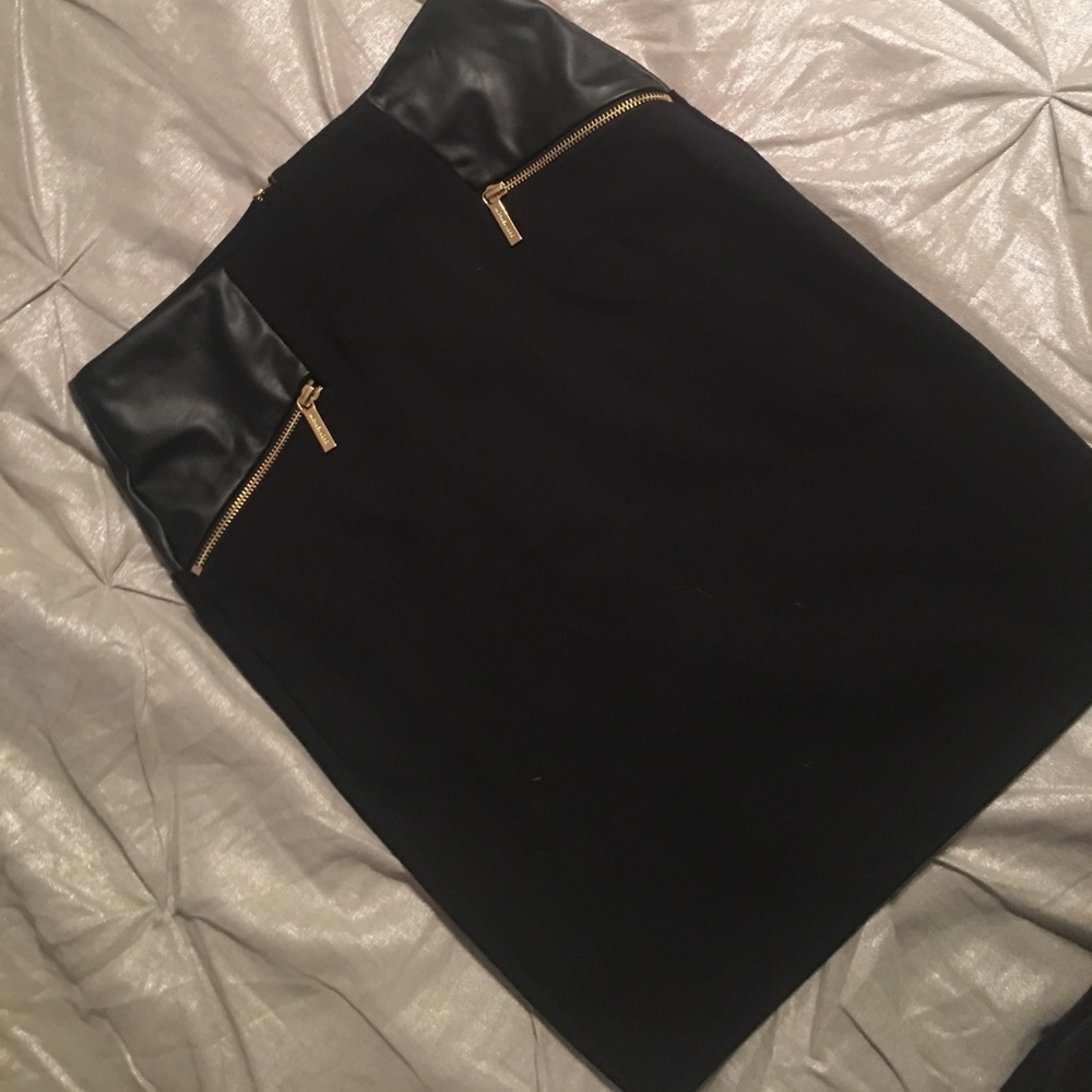 Michael kors skirt pencil black high waisted gold