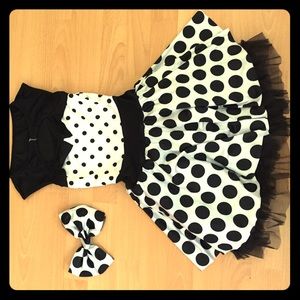 Black and white polka dot dance costume
