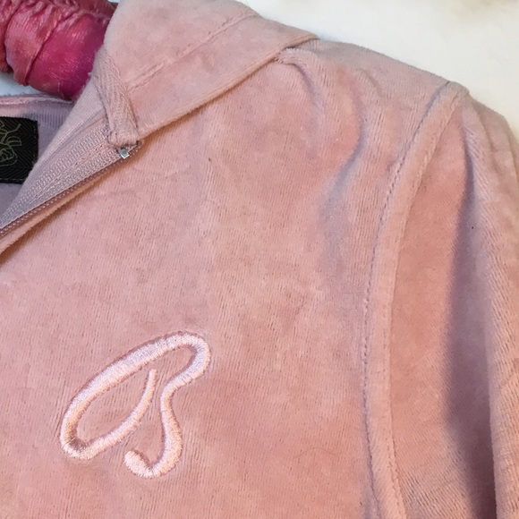 Vintage Zip Up Velour Pink Hoodie - Picture 2 of 3