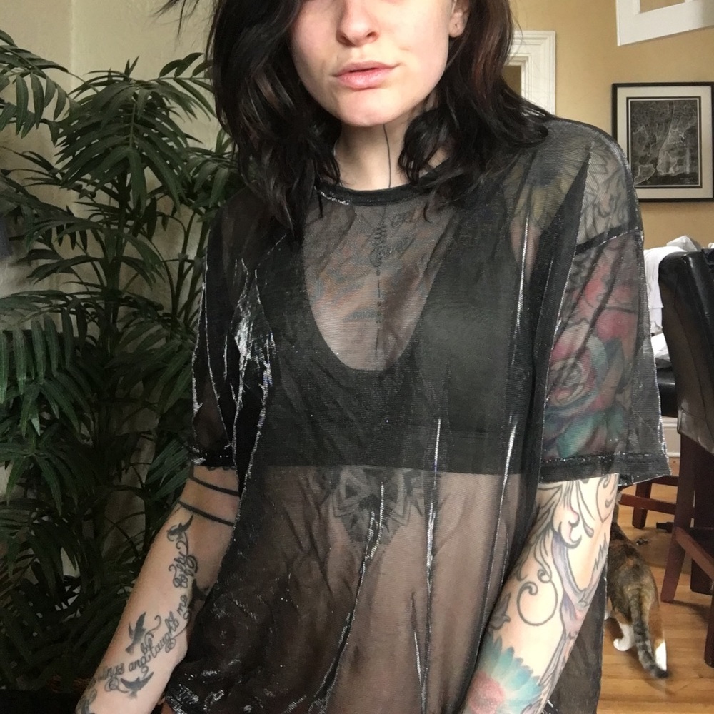 Transparent short sleeved top