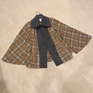 Plaid cape style jacket