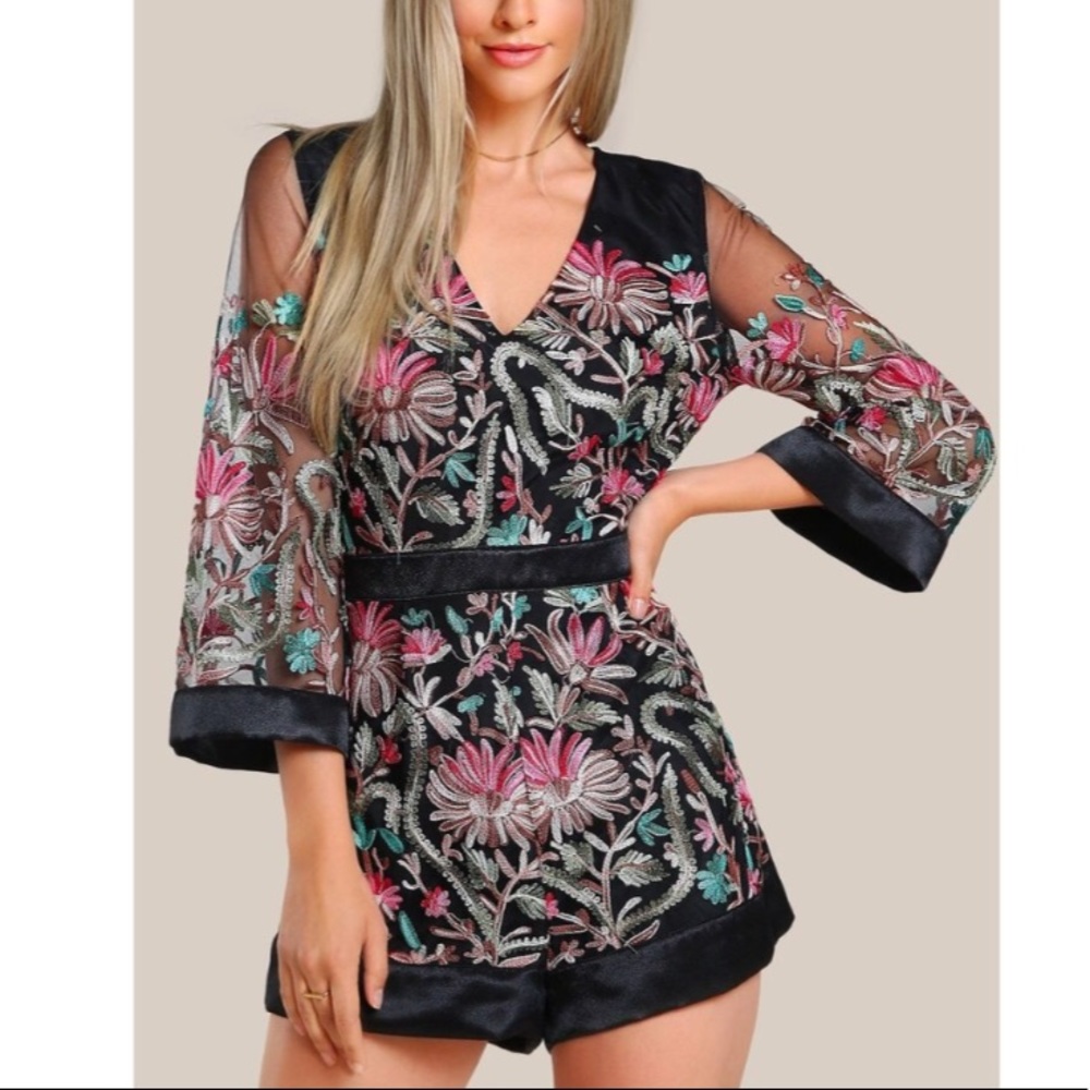 Floral Embroidered Romper