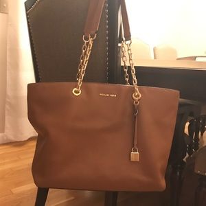 Michael Kors- Chain Top Zip Tote - Tan