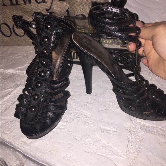 South Beach Black Strappy Heel - Picture 2 of 6