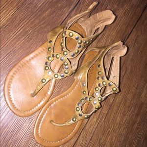 🔥 4/$10 TAN GLADIATOR TYPE SANDALS W/ METAL STUDS