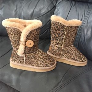 Rugged Bear Leopard Toddler  Boots