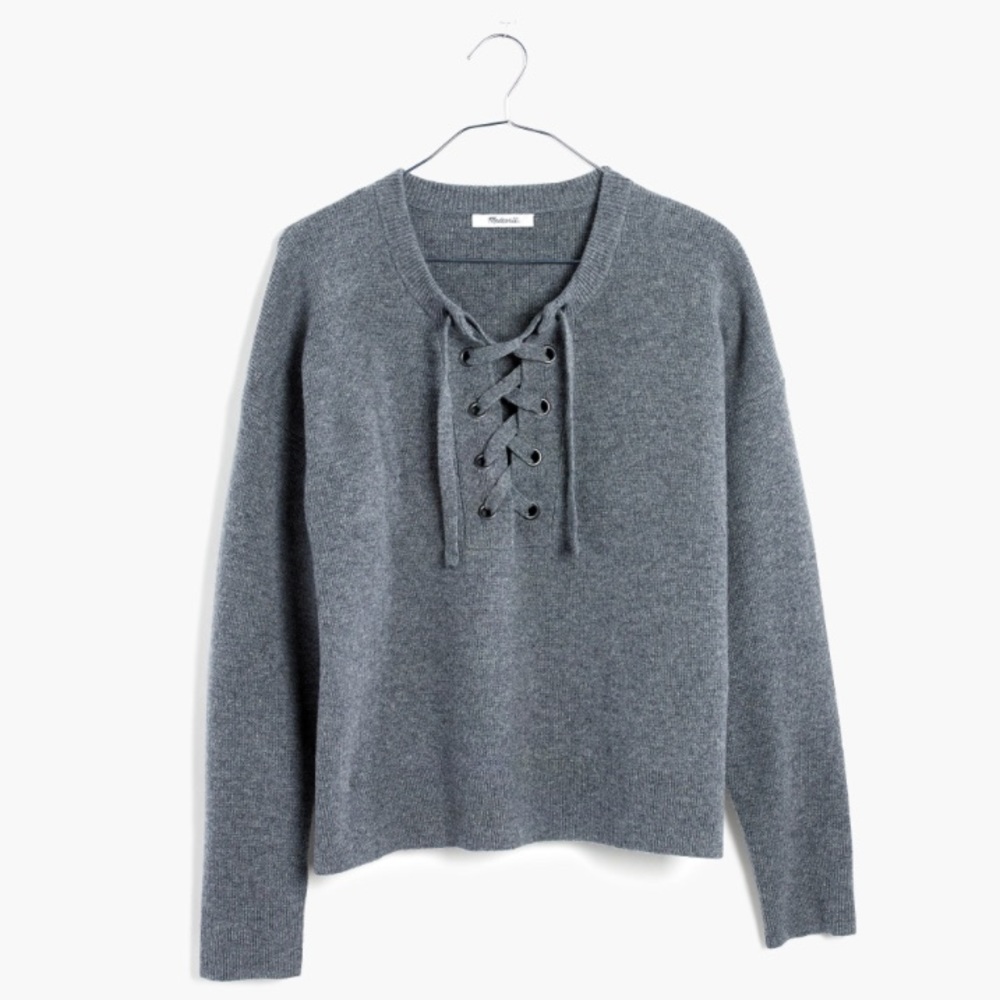 Madwell Lace Up Pullover Sweater