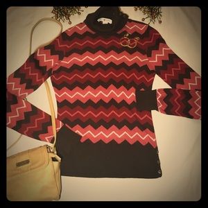 Real Clothes Silk Cashmere Chevron Turtleneck M