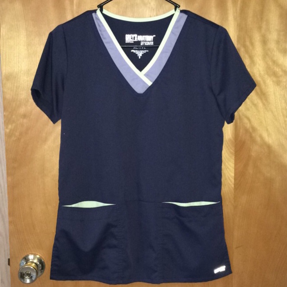 Greys Anatomy Active Scrub Top Gray & Green Small