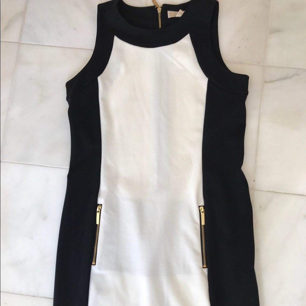 Michael Kors black and white bodycon dress NWT
