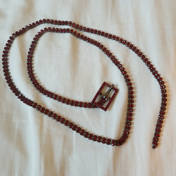 Burgundy swaravski crystal belt