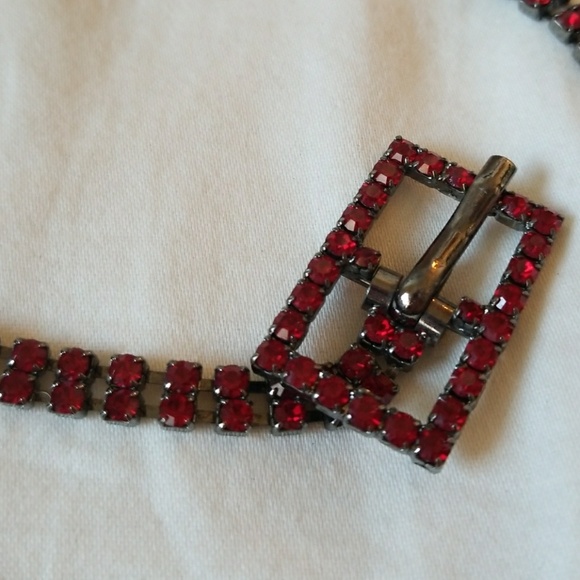 Burgundy swaravski crystal belt main image 4