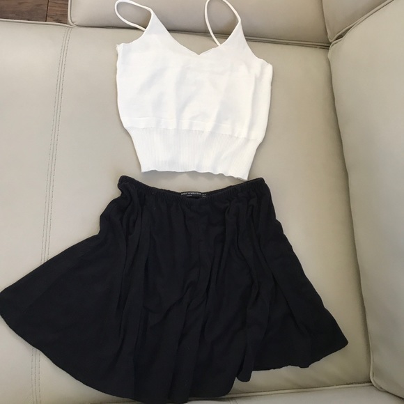 Brandy Melville Dresses & Skirts - Brandy Melville Black mini skirt white crop tank