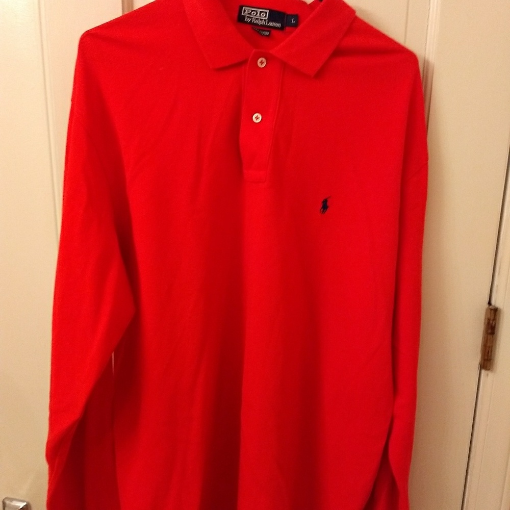 Red long sleeve Ralph Lauren polo large