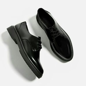 Zara Black Patent Bluchers