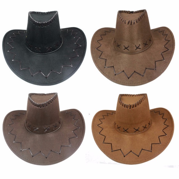 COWBOY HAT BROWN BLACK Camel men women - Picture 2 of 4