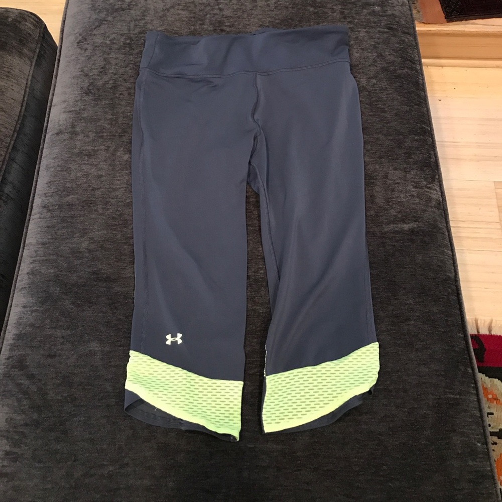 Under Armour gray and lime green cropped leggings