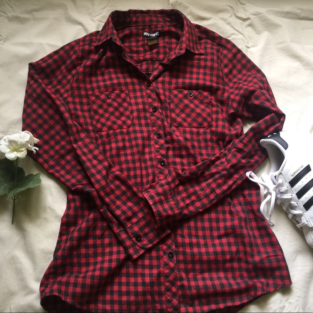 Red and black flannel with a lace skull