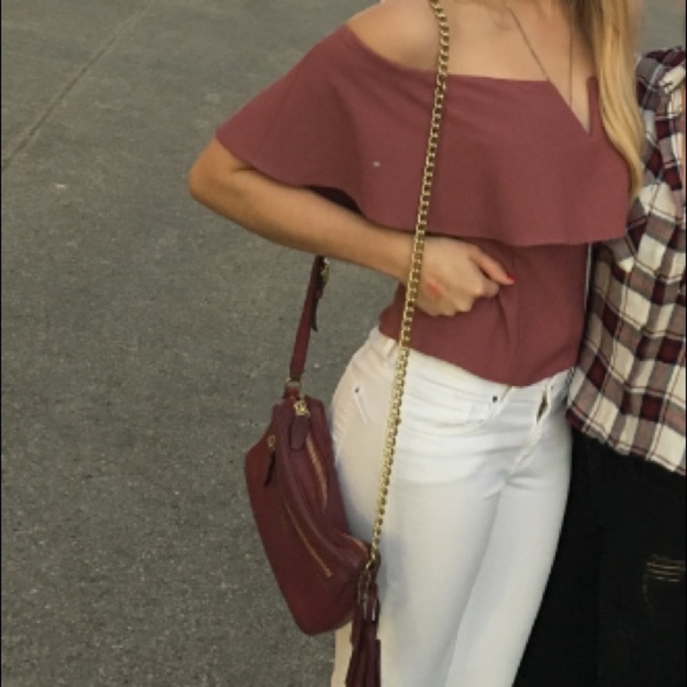 Mauve/pink off the shoulder top