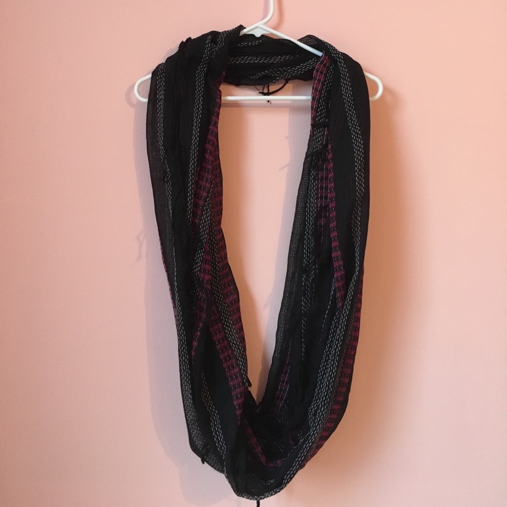 Navy Patterned Circle Scarf - Picture 3 of 3