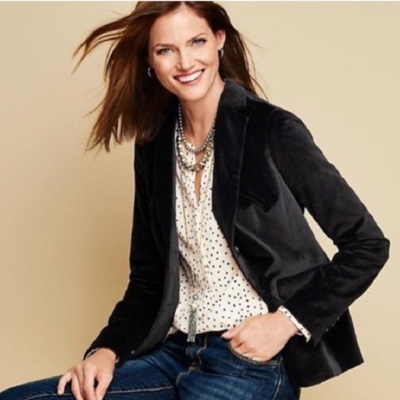 Talbots Jackets & Blazers - Talbots Black Velvet Velour Blazer Jacket 1 button
