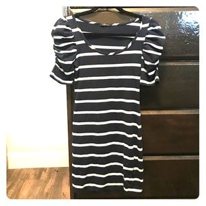 XS Soprano Navy Blue and White Striped Dress