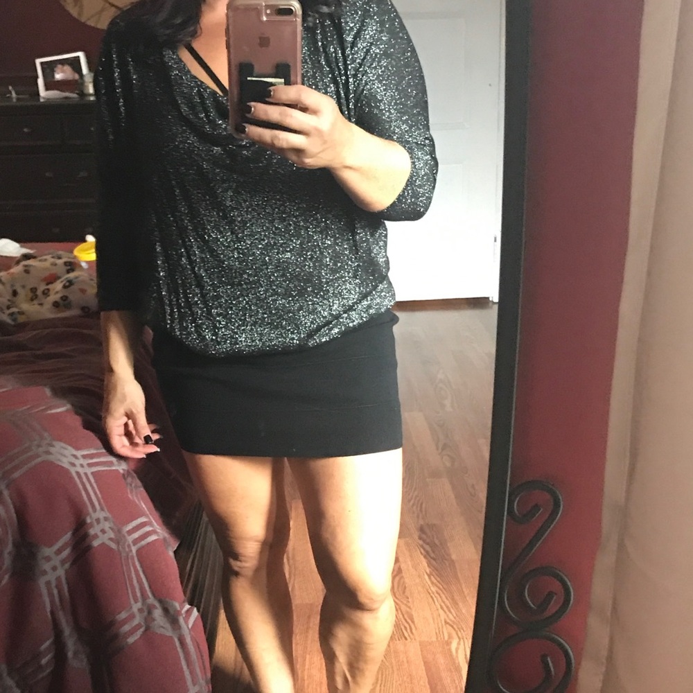 Express black and silver sparkle dress