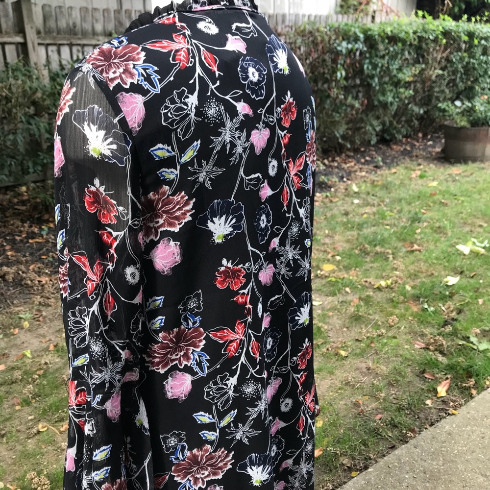 NWT Philosophy Boho Bell Sleeve Dress black floral - Picture 6 of 8