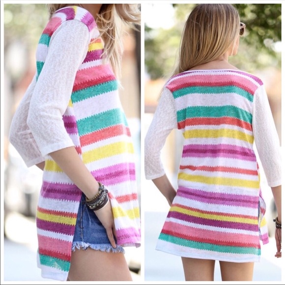 Striped v neck top - Picture 2 of 3